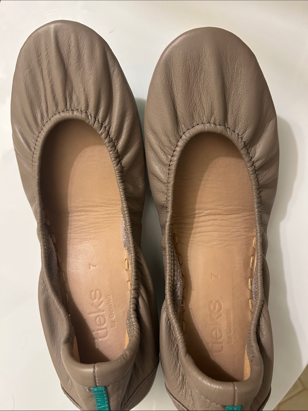 Tieks Taupe Leather Foldable Ballet Flats